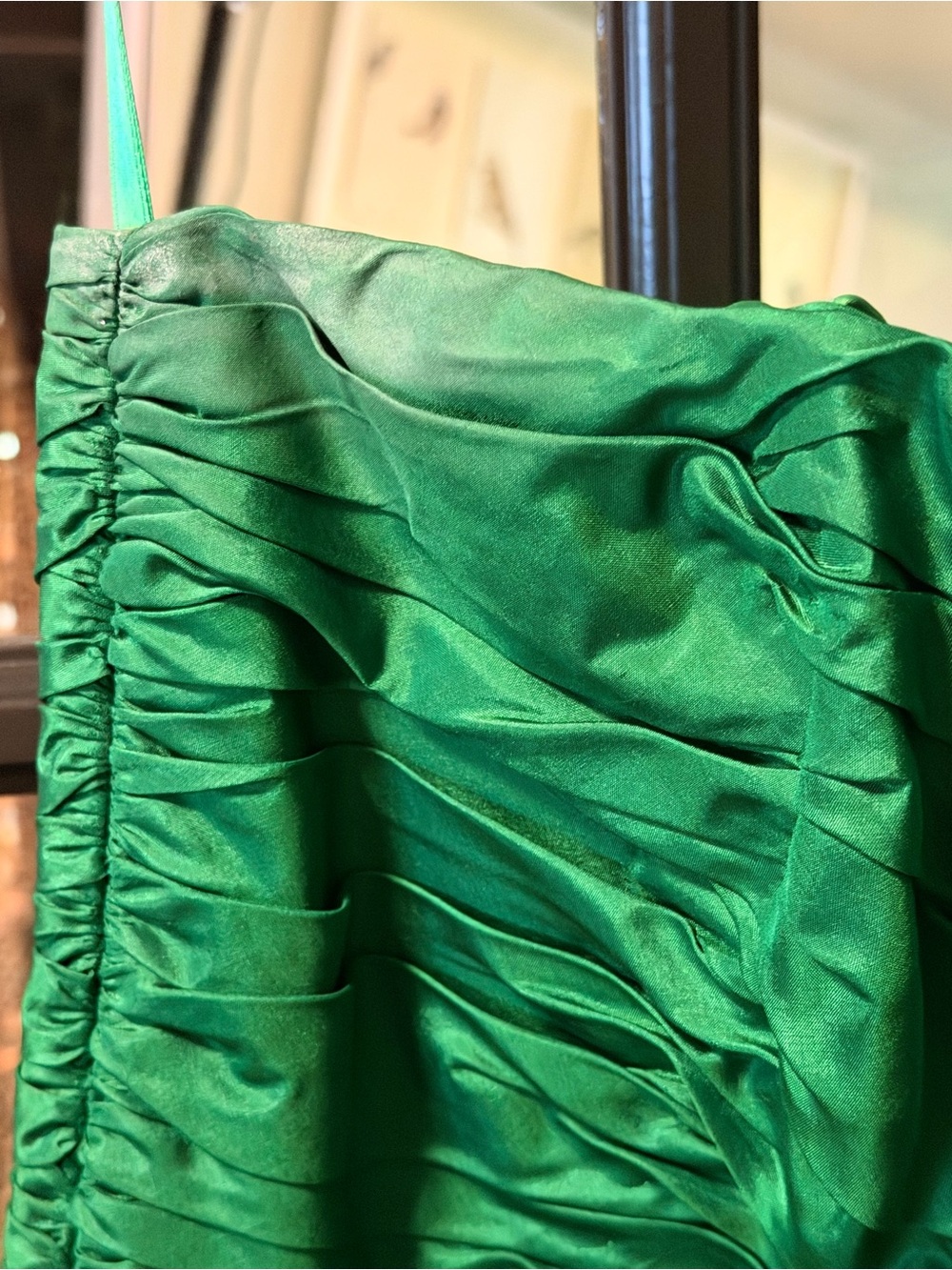 VTG 100% Silk 
Emerald Green Spaghetti Strap Party Dress designer Bill Blass - Picture 5 of 5